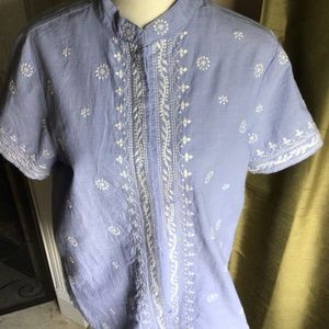 Denim and company periwinkle size small embroidered